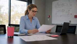 Best Hotel Security Management: What Every Property Must Require Safety manager reviewing evacuation plans in office