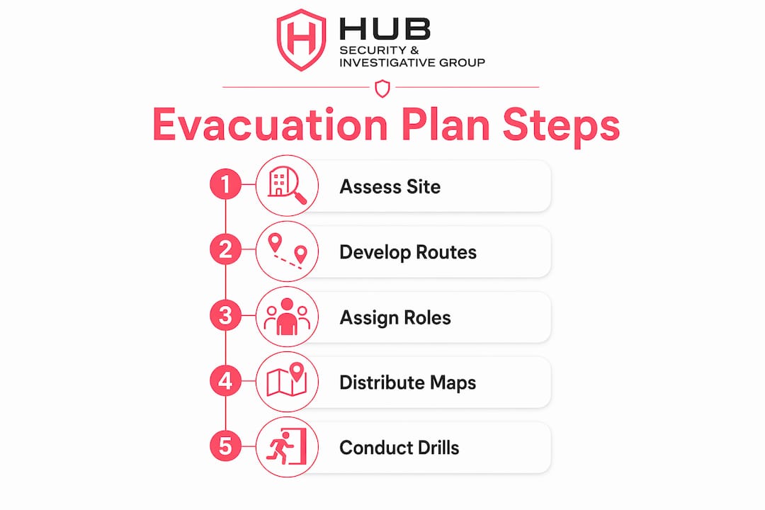 Infographic outlining emergency evacuation planning steps