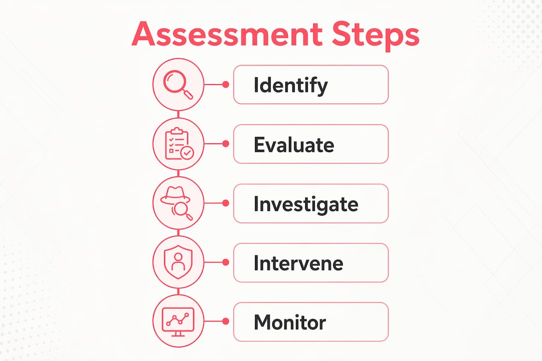 Workplace Threat Assessment: A 2026 Guide for HR and Security Pros Infographic of workplace threat assessment steps