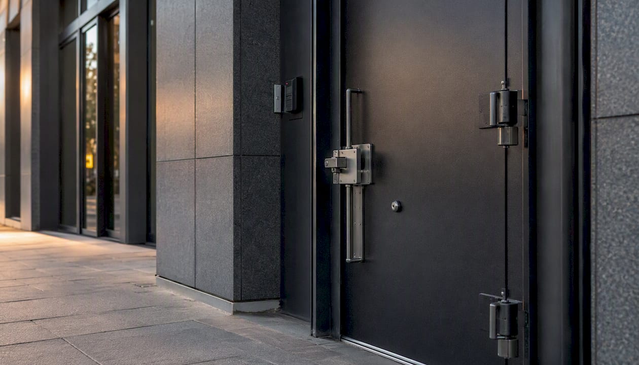 Reinforced commercial door with security locks