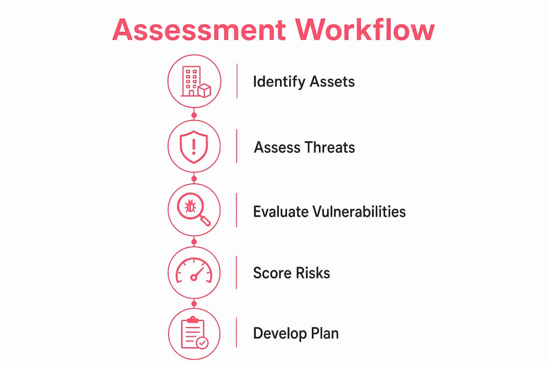 Infographic showing physical security risk assessment steps