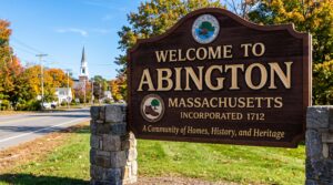 Welcome to Abington, MA sign