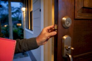 Hand checking residential door lock hardware
