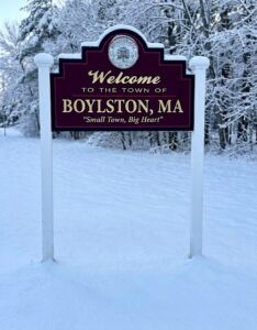 Security in Boylston, MA Welcome to Boylston, MA road sign