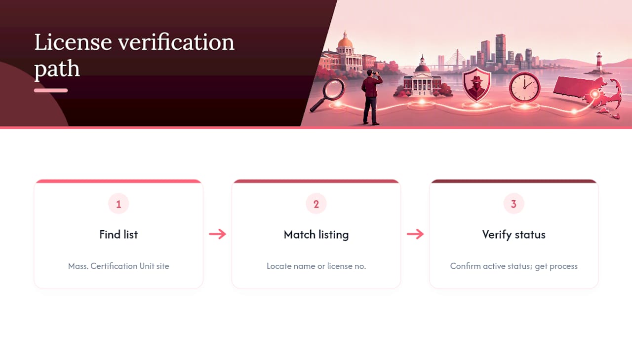 Steps for verifying a Massachusetts investigator license