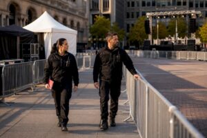 Security team inspecting Boston event access lanes