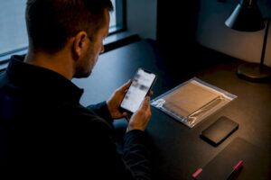 Investigator reviewing social media account