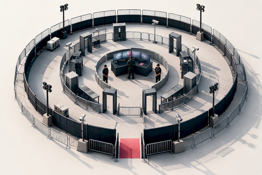Layered security measures around event area